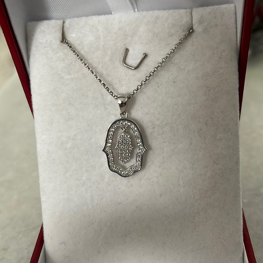 925 sterling sterling double hamsa with CZ